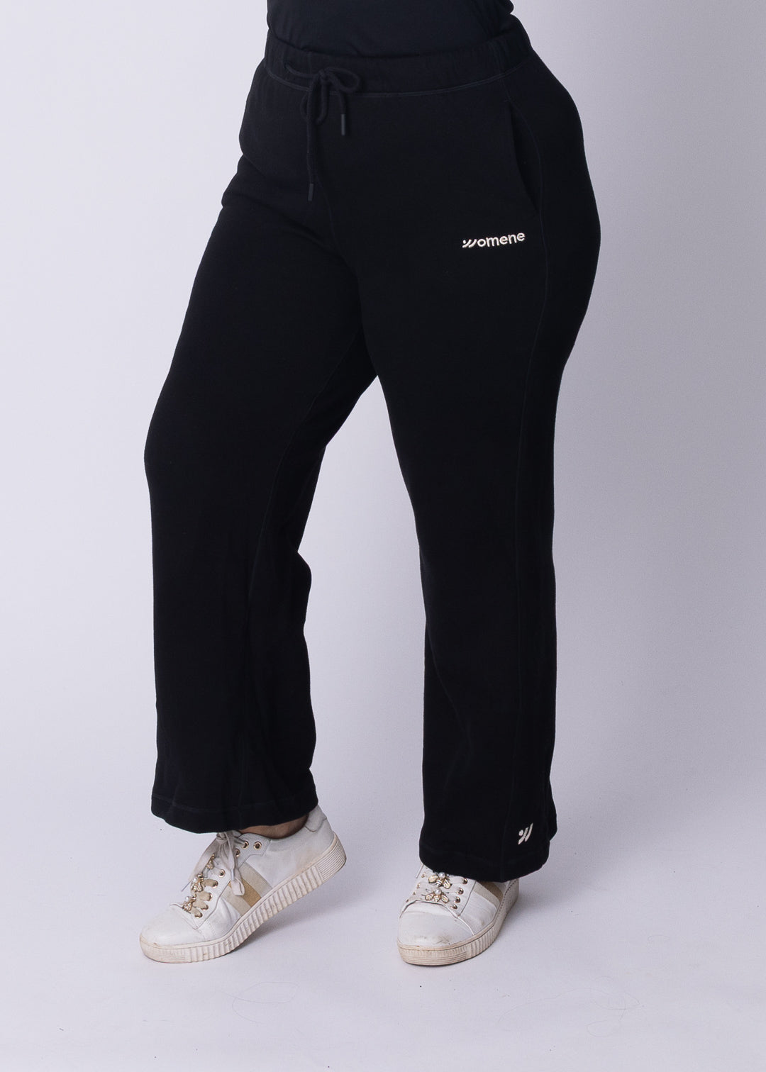 Side profile of Moments Straight Leg Joggers showing tapered fit